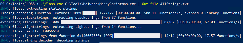 Floss command to exreact strings