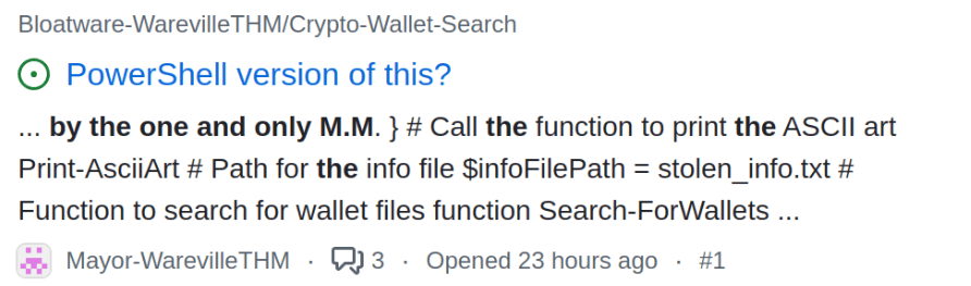 github issue about one and only M.M.