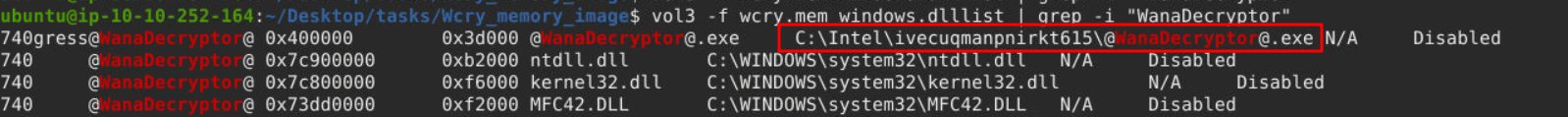 grepping the binary from dlllist