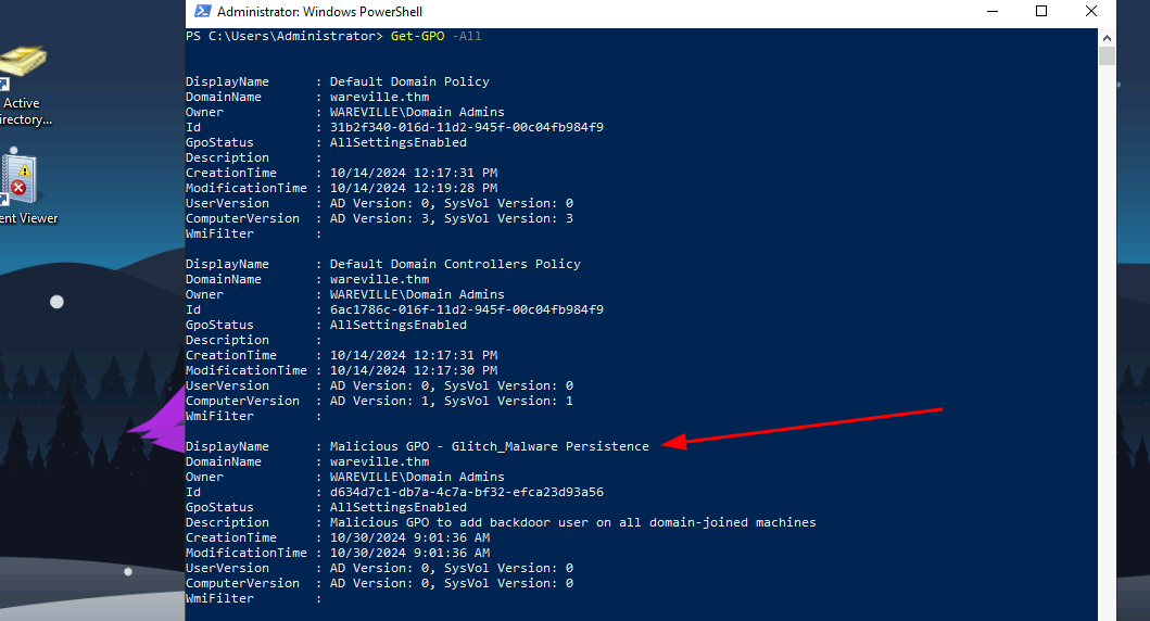 Powershell group policy object command