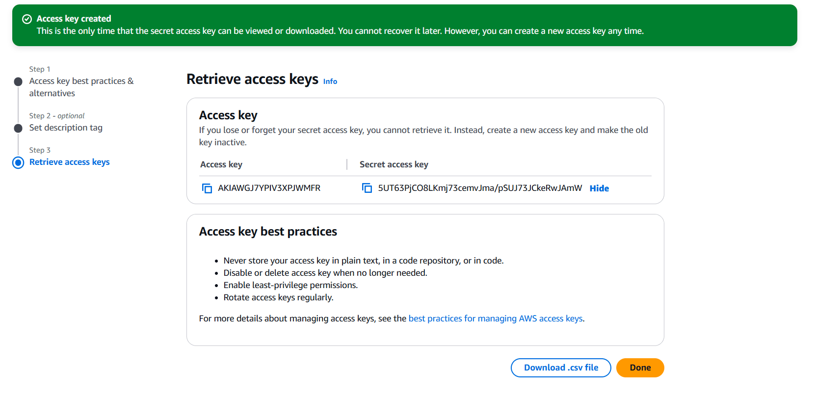 aws IAM access keys