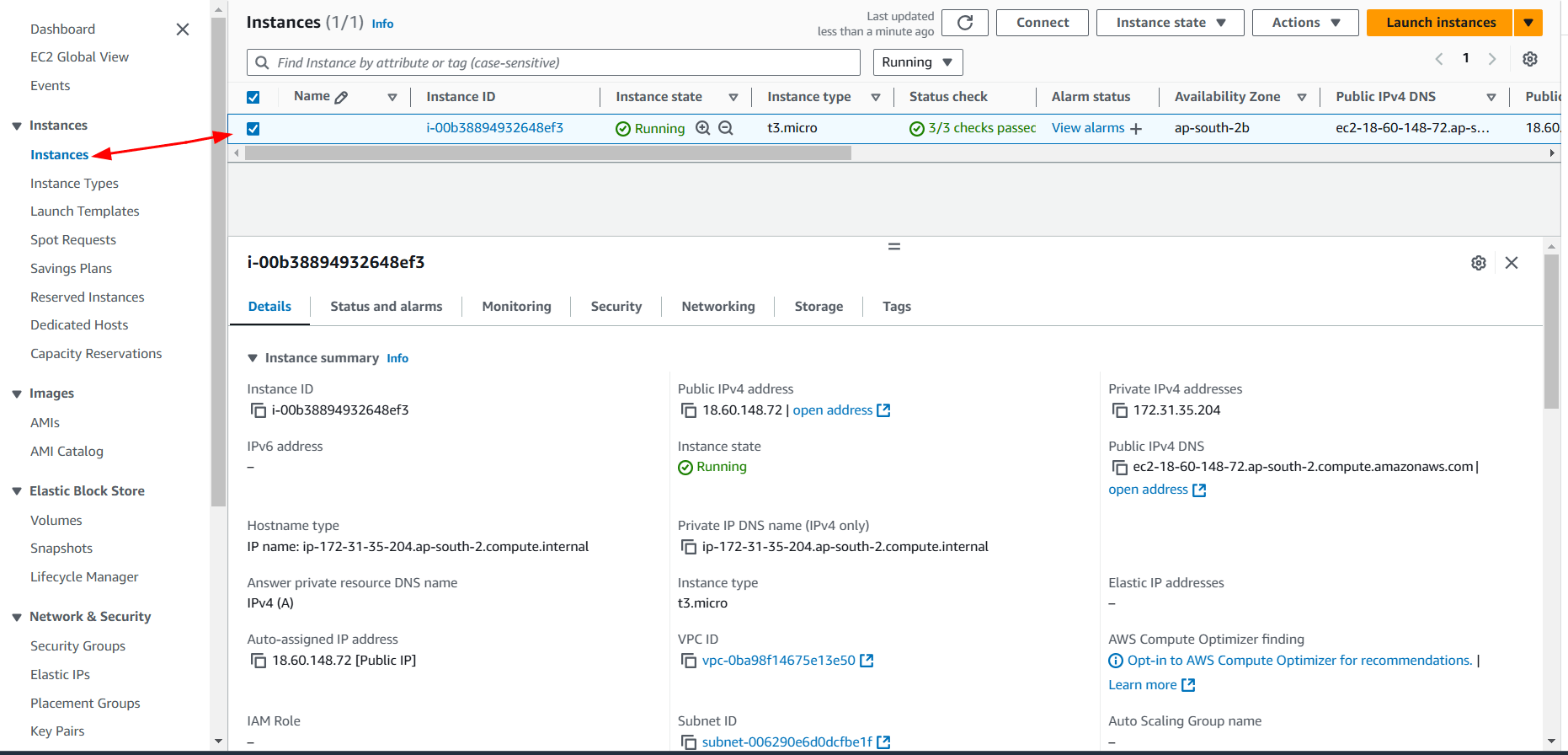 ec2 instance hompage