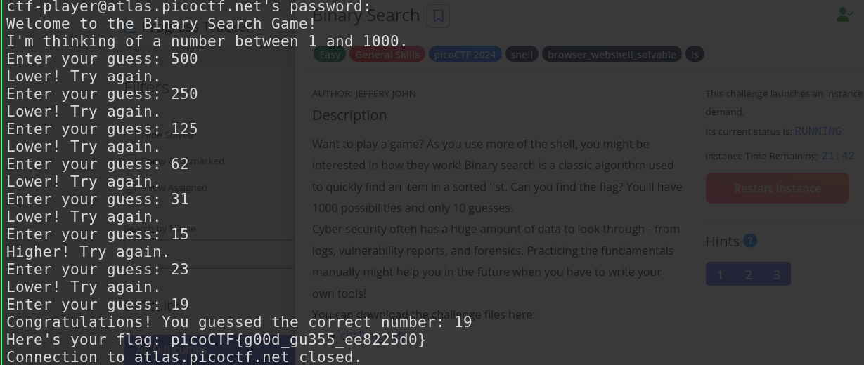 Binary search pico ctf solution image